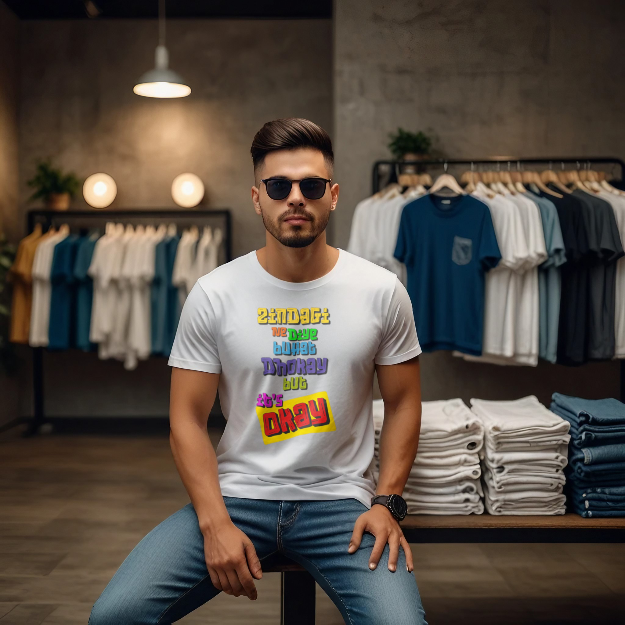 Zindagi Ne Diye Bohat Dhokay Crew Neck T-Shirt - Image 9