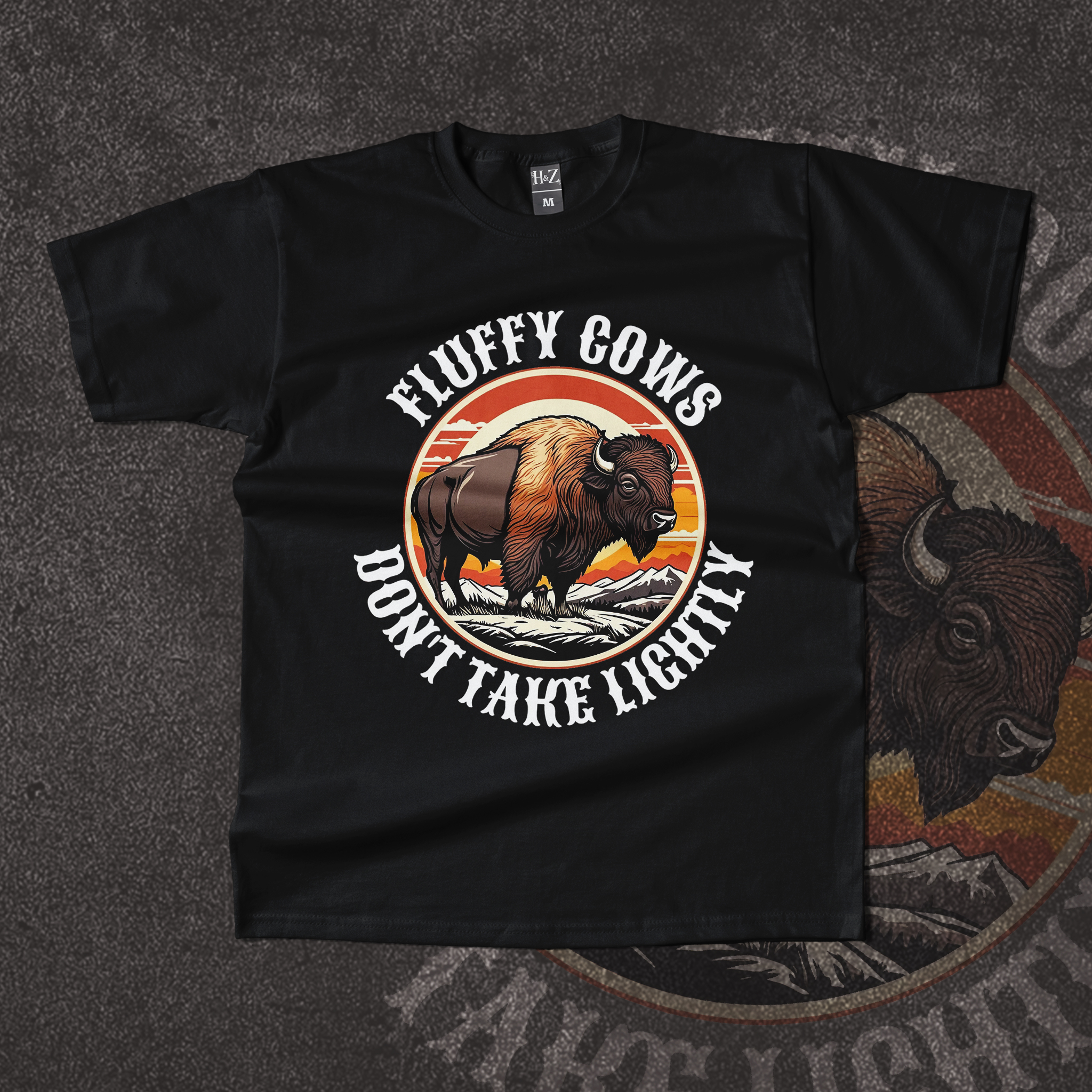 Bison Vintage Retro Wild Crew Neck T-Shirt