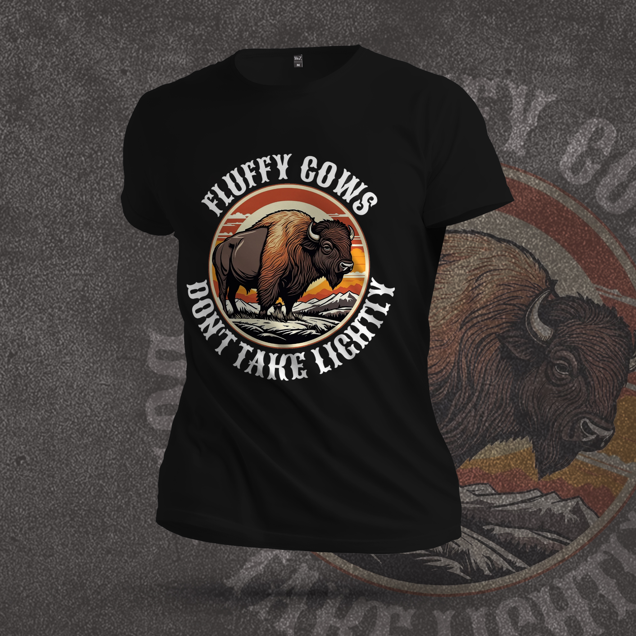 Bison Vintage Retro Wild Crew Neck T-Shirt - Image 3