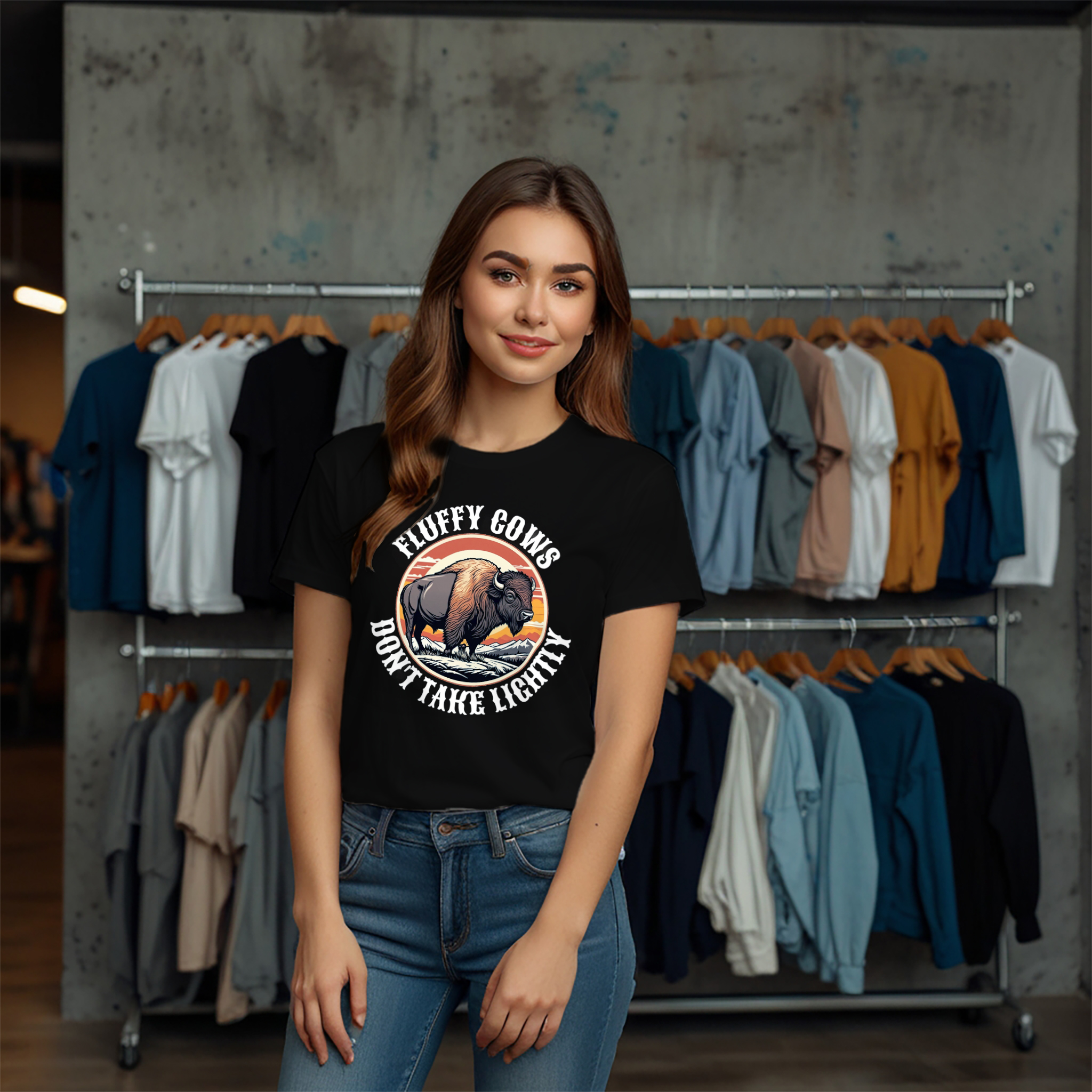 Bison Vintage Retro Wild Crew Neck T-Shirt - Image 5