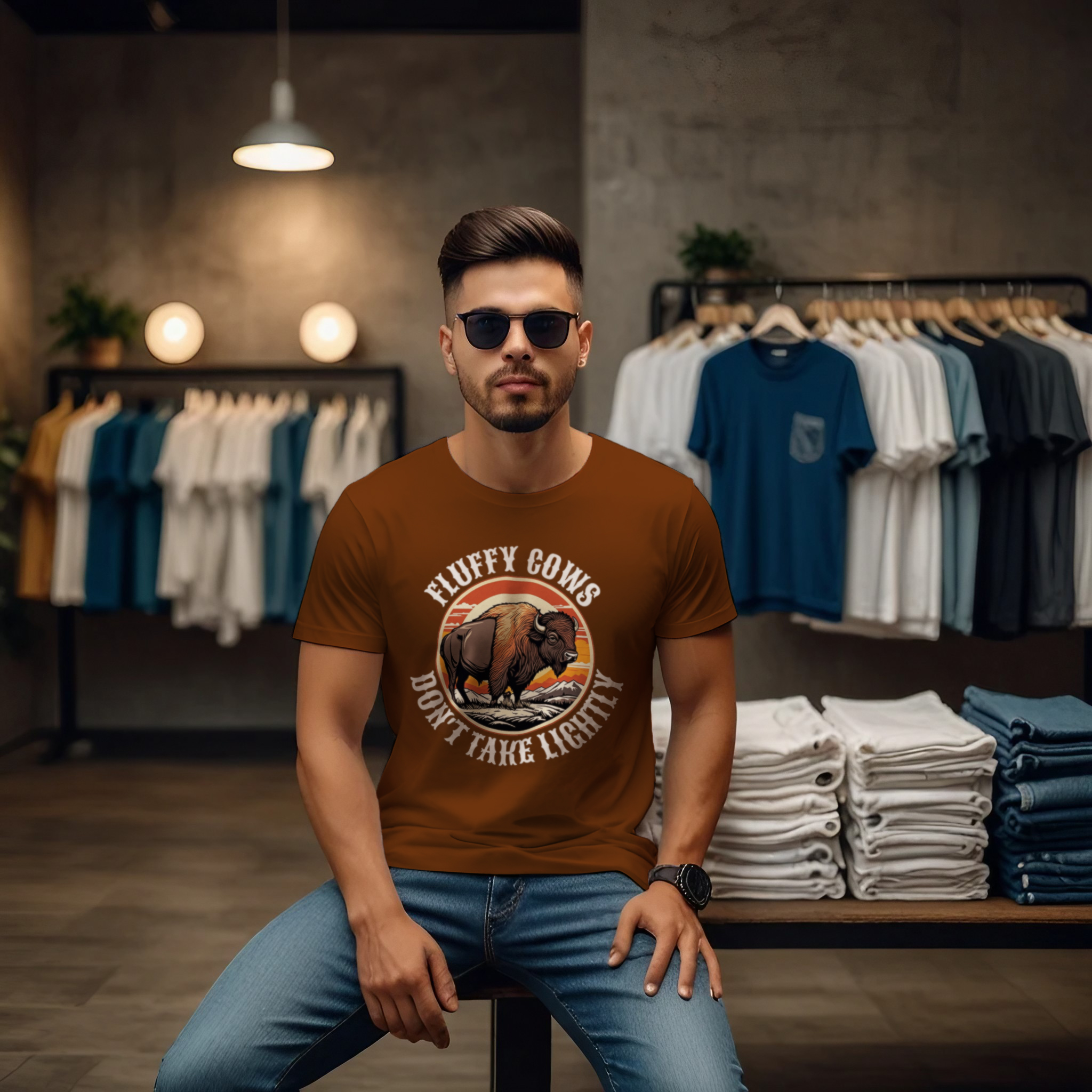 Bison Vintage Retro Wild Crew Neck T-Shirt - Image 17