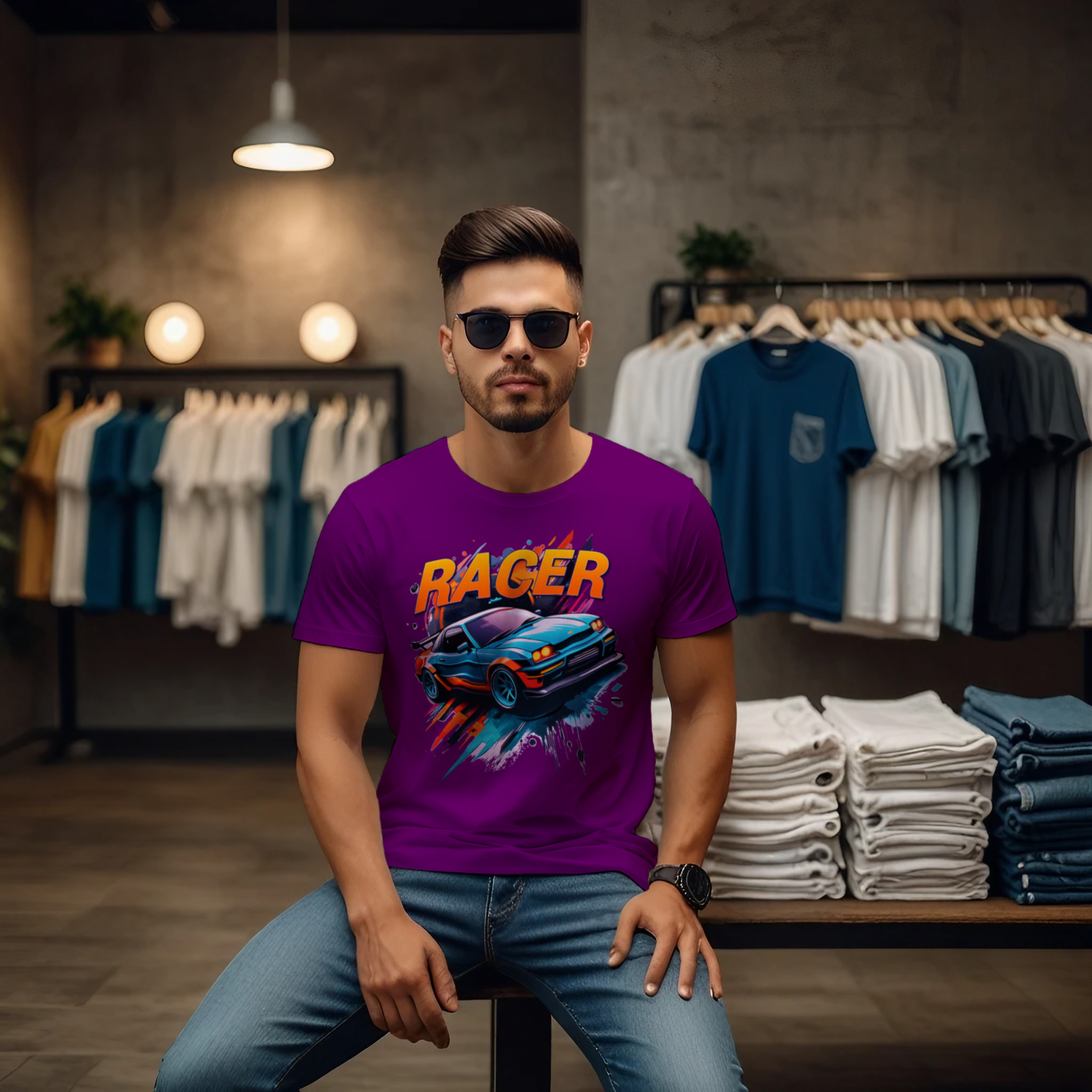 Racer Unisex Crew Neck T-Shirt - Image 4