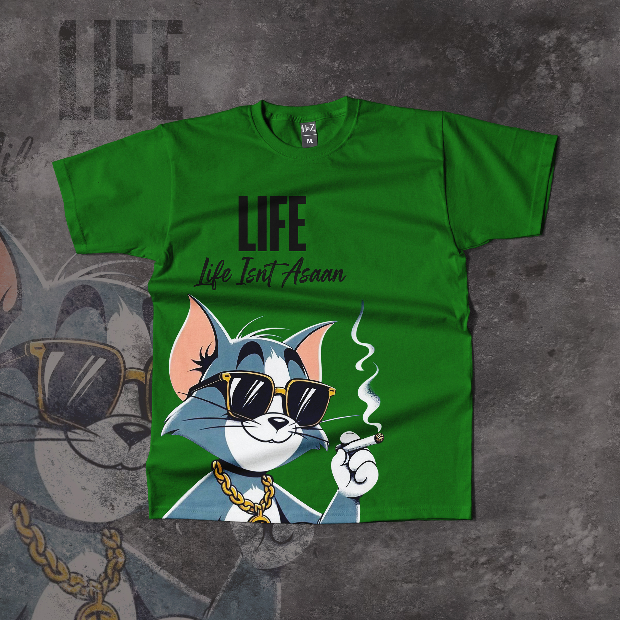 Tom Smoker Cat Crew Neck T-Shirt - Image 7