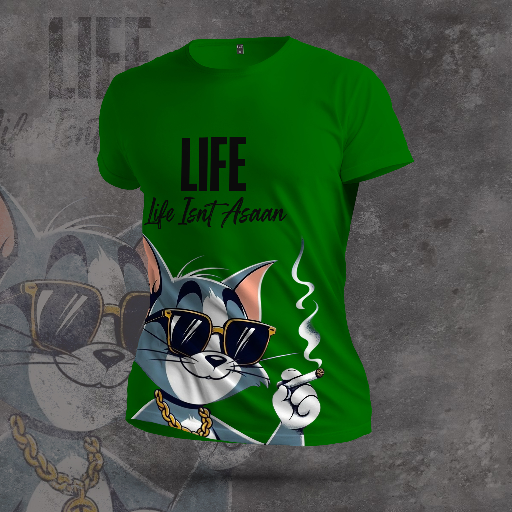 Tom Smoker Cat Crew Neck T-Shirt - Image 9