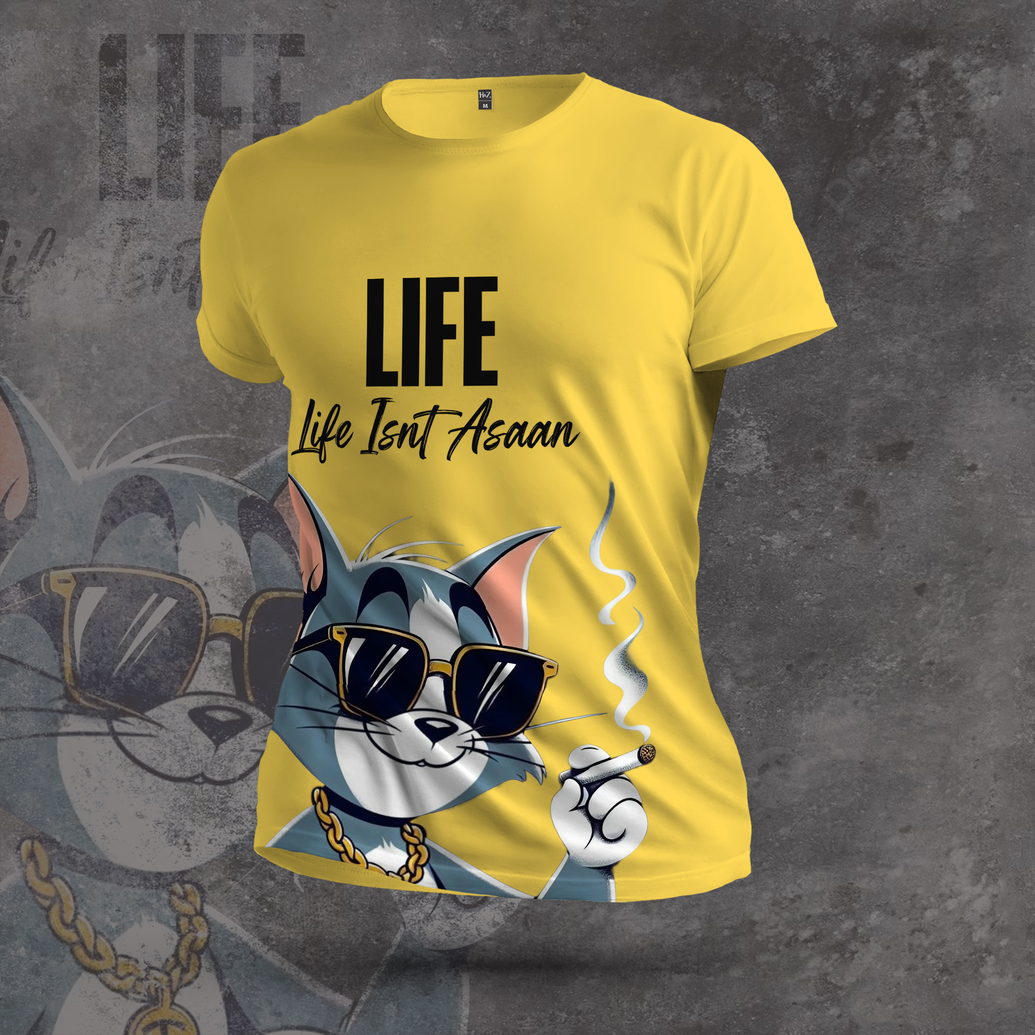 Tom Smoker Cat Crew Neck T-Shirt - Image 3