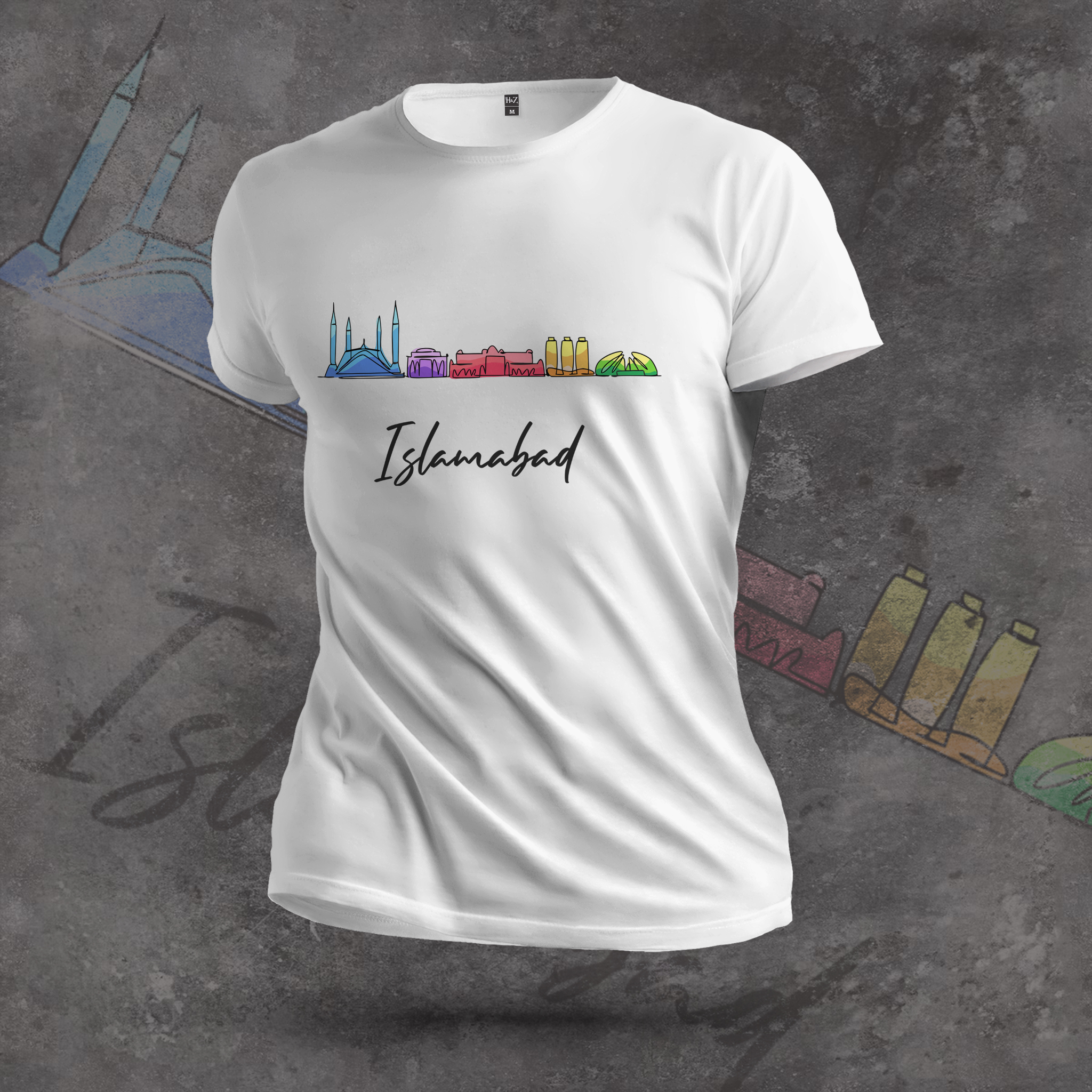 Islamabad City Monument Art T-Shirt - Image 3