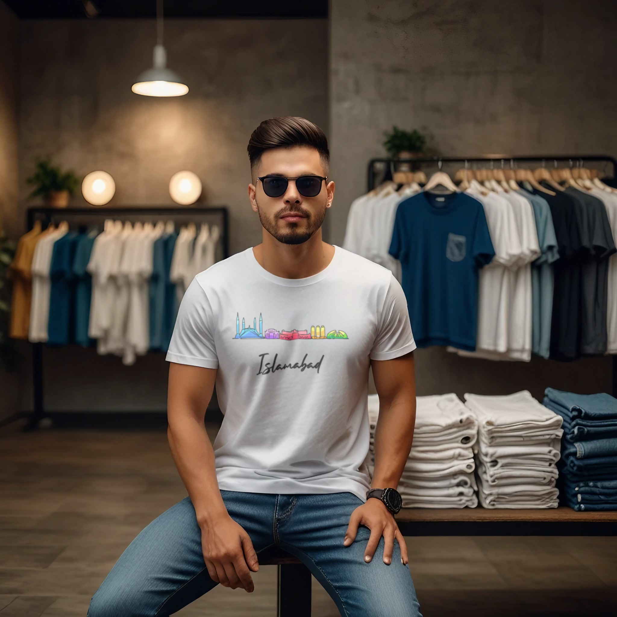 Islamabad City Monument Art T-Shirt - Image 4