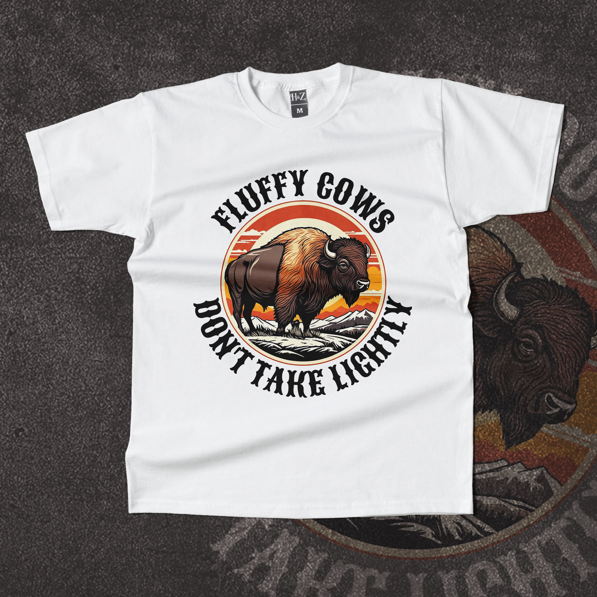 Bison Vintage Retro Wild Crew Neck T-Shirt - Image 7