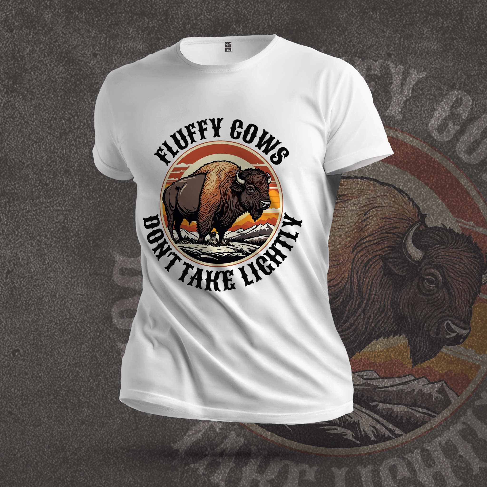 Bison Vintage Retro Wild Crew Neck T-Shirt - Image 9