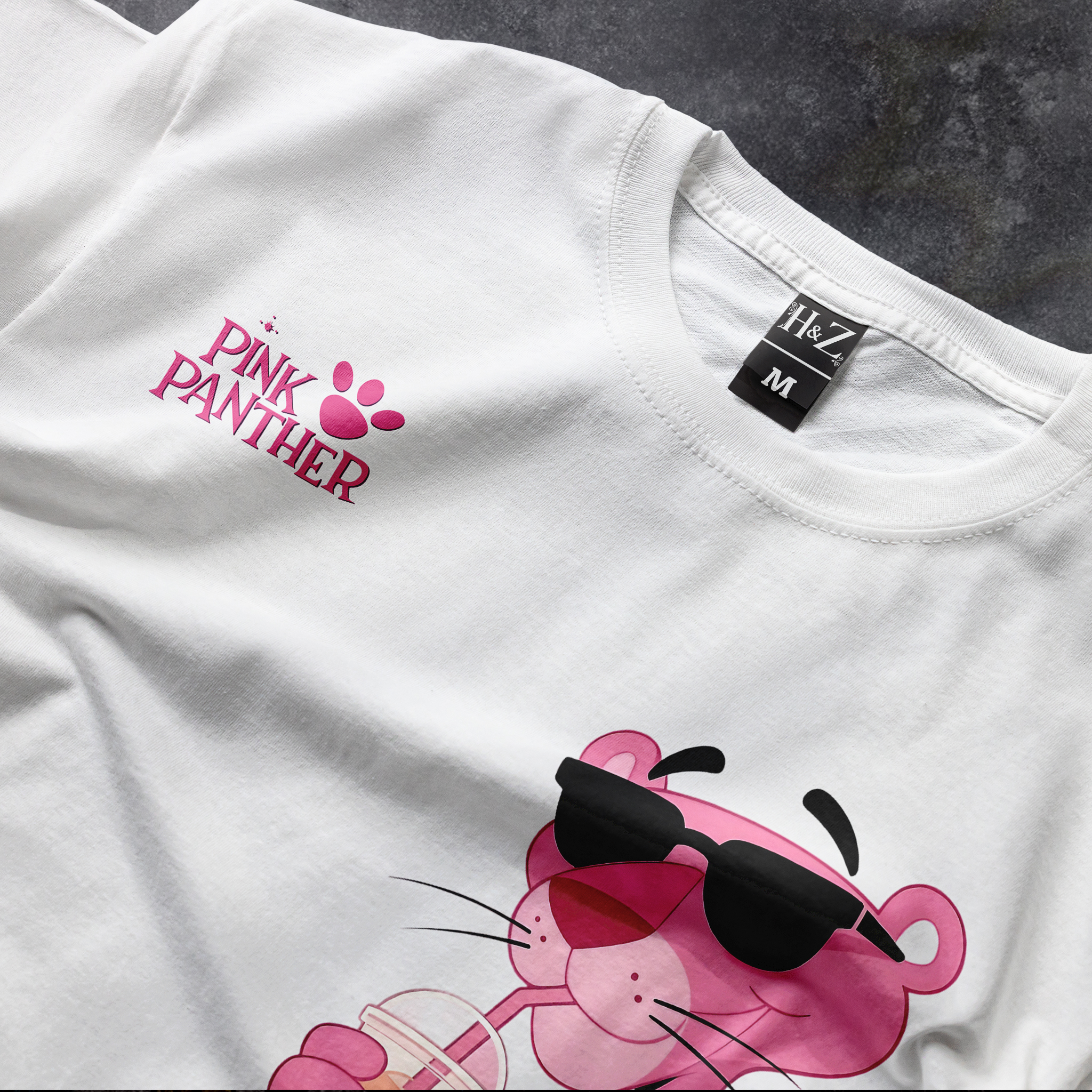 Pink Panther Boba Tea Crew Neck T-Shirt - Image 9