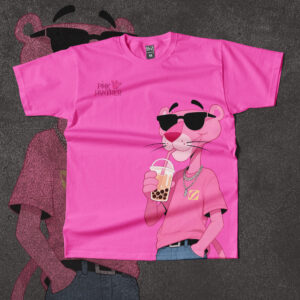 Pink Panther Boba Tea Crew Neck T-Shirt
